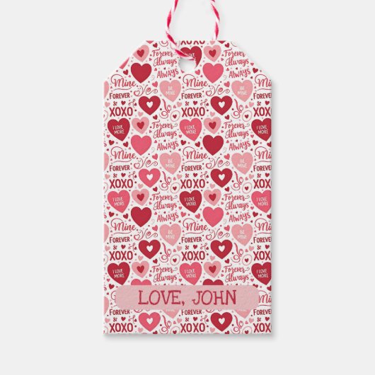XOXO & Always Be Mine Personalized Valentine Cadeaulabel (Voorkant)
