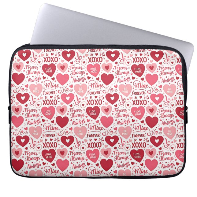 XOXO & Always Be Mine Pink Red Laptop Sleeve (Voorkant)
