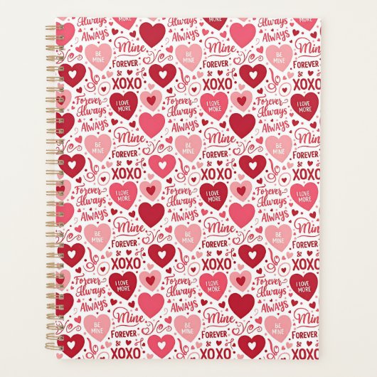 XOXO & Always Be Mine Pink Red Planner (Voorkant)