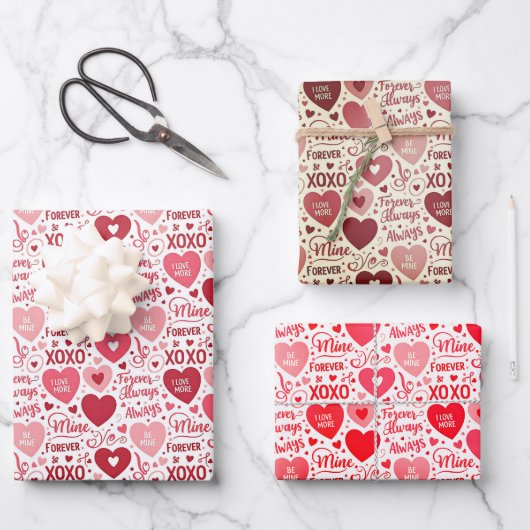 XOXO & Always Be Mine Valentine Wrapping Paper (Voorkant)