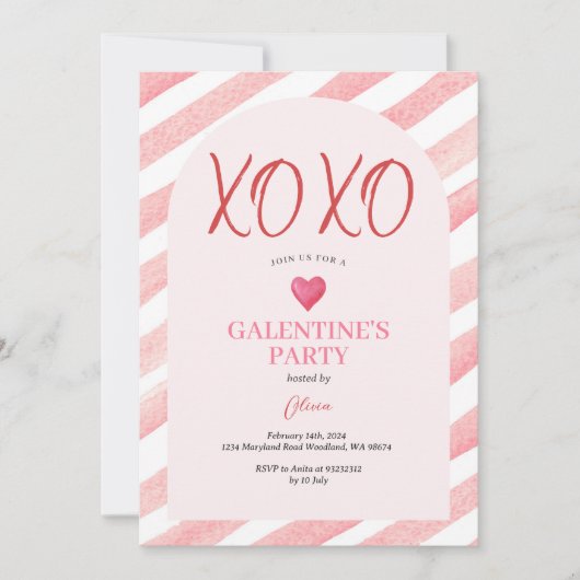 XOXO Arch Roze Galentine's Day Dinner Valentijn Kaart (Voorkant)