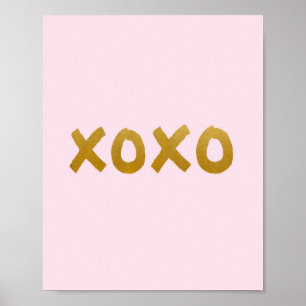 xoxo - Art print - Roze - Gold - Decor