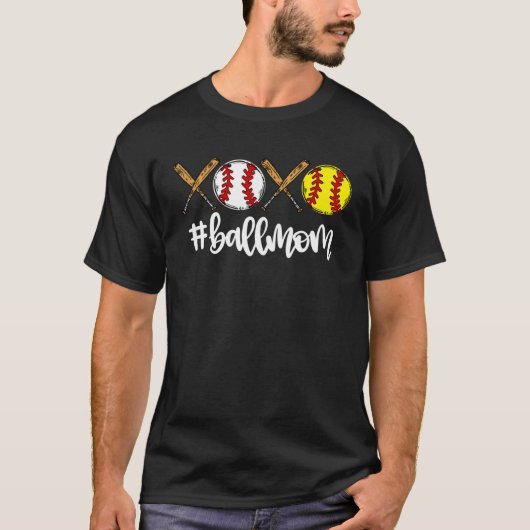 XOXO Bal Moeder Baseball Softbal Moederdag Best T-shirt (Voorkant)