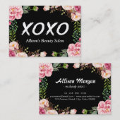 XOXO Beauty SPA Salon Elegant Floral Wrapping Visitekaartje (Voorkant / Achterkant)