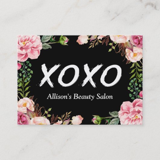 XOXO Beauty SPA Salon Elegant Floral Wrapping Visitekaartje (Voorkant)