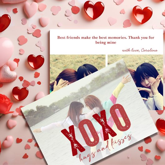 XOXO Best Friends Photo with Custom Message Feestdagenkaart