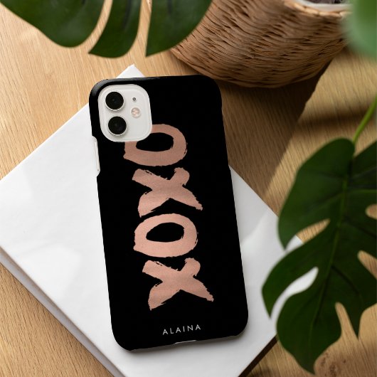 XOXO Black & Faux Roos Gold Brusking Case-Mate iPhone Case