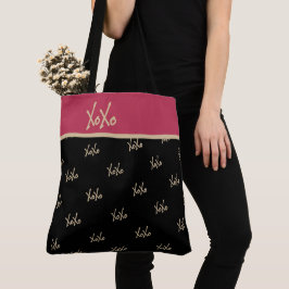 XOXO Black Gold Hot Pink Typografie Cute Tote Bag