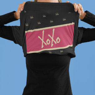 XOXO Black Hot Pink Gold Cute Typografie T-shirt