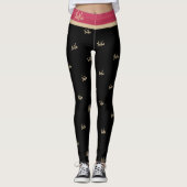 XOXO Black Hot Pink Gold Typografie Cute Leggings (Voorkant)