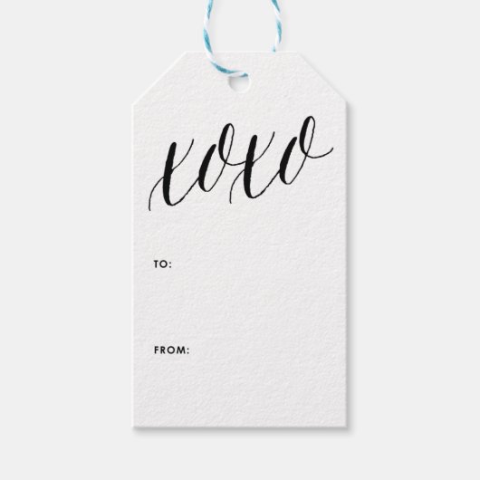 XOXO | Black Modern Calligraphy Gift Label Cadeaulabel (Voorkant)
