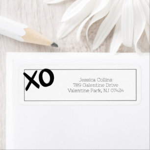 XOXO Black White Galentine's Day Return-adres Etiket