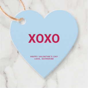 XOXO blauw hart leuk schattig Valentijnsdag custom Bedankjes Labels
