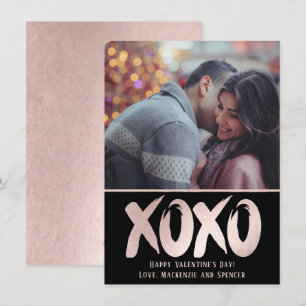 XOXO Blush Pink Foto Valentijnsdag penseelstreek Feestdagenkaart