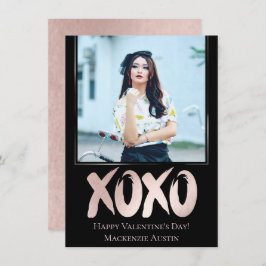 XOXO Blush Pink | Foto Valentijnsdag penseelstreek Feestdagenkaart