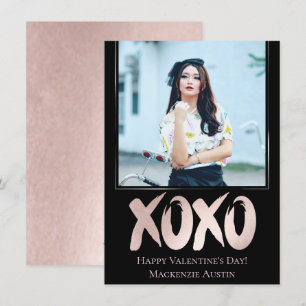 XOXO Blush Pink Foto Valentijnsdag penseelstreek Feestdagenkaart