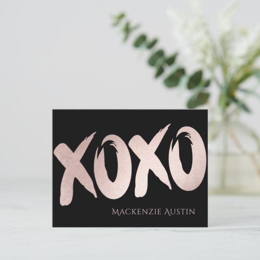 XOXO Blush Pink | Hand Letterig penseelscript leeg Briefkaart (Staand voorkant)