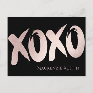 XOXO Blush Pink   Hand Letterig penseelscript leeg Briefkaart