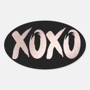 XOXO Blush Pink   Hand Letterig penseelscript Ovale Sticker