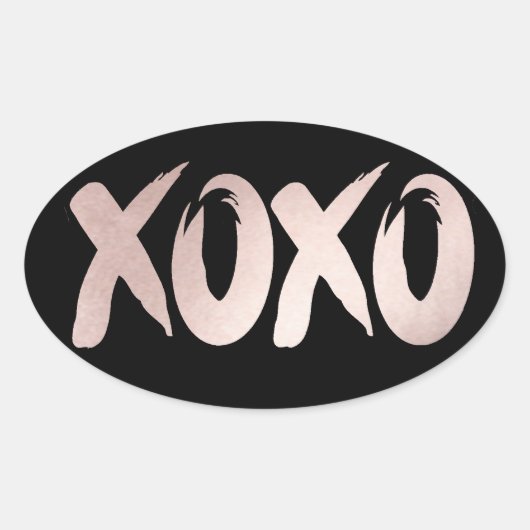 XOXO Blush Pink | Hand Letterig penseelscript Ovale Sticker (Voorkant)