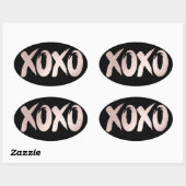 XOXO Blush Pink | Hand Letterig penseelscript Ovale Sticker (Vel)