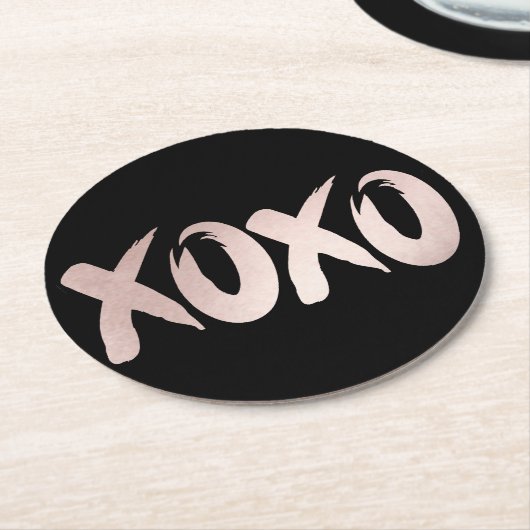 XOXO Blush Pink | Hand Letterig penseelscript Ronde Kartonnen Onderzetter (Gebogen)