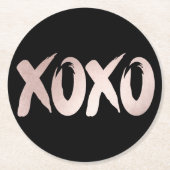 XOXO Blush Pink | Hand Letterig penseelscript Ronde Kartonnen Onderzetter (Voorkant)