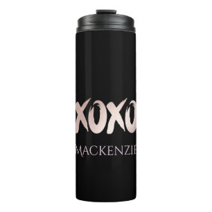 XOXO Blush Pink Hand Letterig penseelscript Thermosbeker