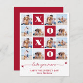 XOXO Bold Modern 12 Foto Happy Valentines Day Feestdagenkaart (Voorkant / Achterkant)