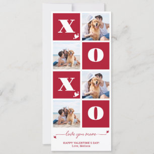 XOXO Bold Modern 4 foto Gelukkige Valentijnsdag Feestdagenkaart
