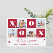 XOXO Bold Modern 4 foto Happy Valentines Day Feestdagenkaart (Staand voorkant)