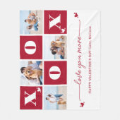 XOXO Bold Modern 4 foto Happy Valentines Day Fleece Deken (Voorkant)
