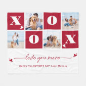 XOXO Bold Modern 4 foto Happy Valentines Day Fleece Deken (Voorkant (Horizontaal))