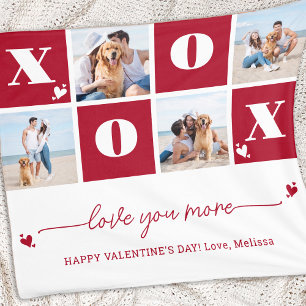 XOXO Bold Modern 4 foto Happy Valentines Day Fleece Deken
