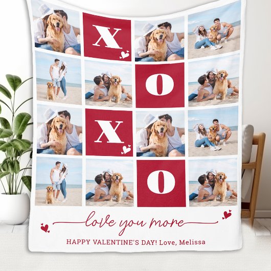 XOXO Bold Modern 4 Fotocollage Valentijnsdag Fleece Deken