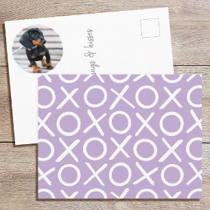 XOXO Brushstroke Aangepaste Foto van Hond Paars Mo Briefkaart