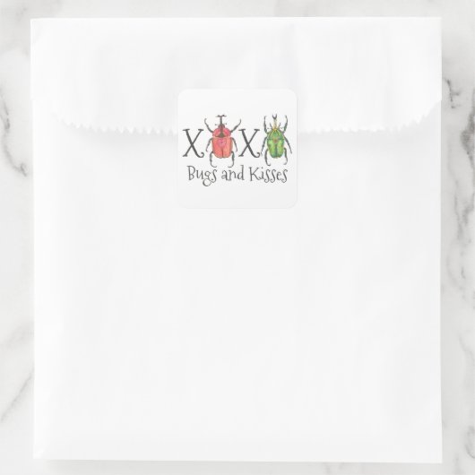XOXO Bugs en Kisses Valentijnsdag Vierkante Sticker (Tas)