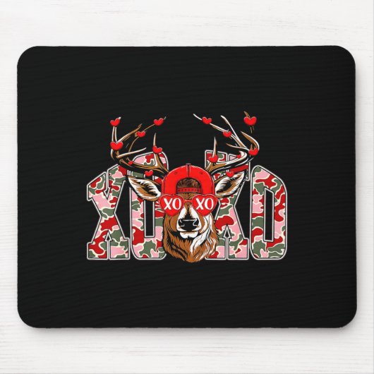 Xoxo Camo Buck Deer Hunting Valentine's Day Boys K Muismat (Voorkant)