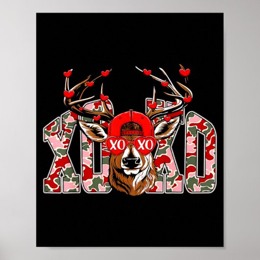 Xoxo Camo Buck Deer Hunting Valentine's Day Boys K Poster (Voorkant)