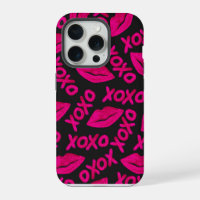XOXO Citaat Zwarte Neon Roze Lippen Lippenstift Pa