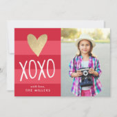 XOXO Colour Block Valentijnsdag Fotokaart Feestdagenkaart (Voorkant)