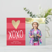 XOXO Colour Block Valentijnsdag Fotokaart Feestdagenkaart (Staand voorkant)