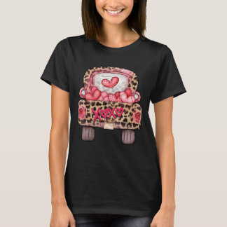 XOXO Cute Pink Heart Leopard Truck Happy Valentijn T-shirt
