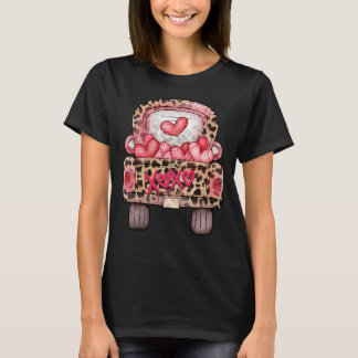 XOXO Cute Pink Heart Leopard Truck Happy Valentijn T-shirt
