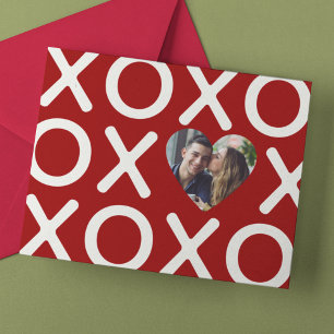 XOXO Dieprood Foto Hart Liefde Kaart