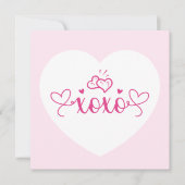 XOXO Elegant Script Roze Harten Valentijnsdag Feestdagenkaart (Voorkant)