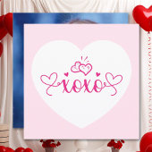XOXO Elegant Script Roze Harten Valentijnsdag Feestdagenkaart