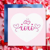 XOXO Elegant Script Roze Harten Valentijnsdag Feestdagenkaart