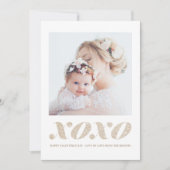 XOXO Faux Champagne Gold Glitter Valentijnsdag Feestdagenkaart (Voorkant)