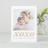 XOXO Faux Champagne Gold Glitter Valentijnsdag Feestdagenkaart (Staand voorkant)
